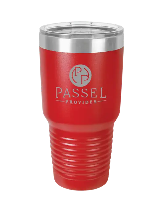 Polar Camel 30 oz Powder Coated Red Vacuum Insulated Tumbler  w/Passel Provides Logo