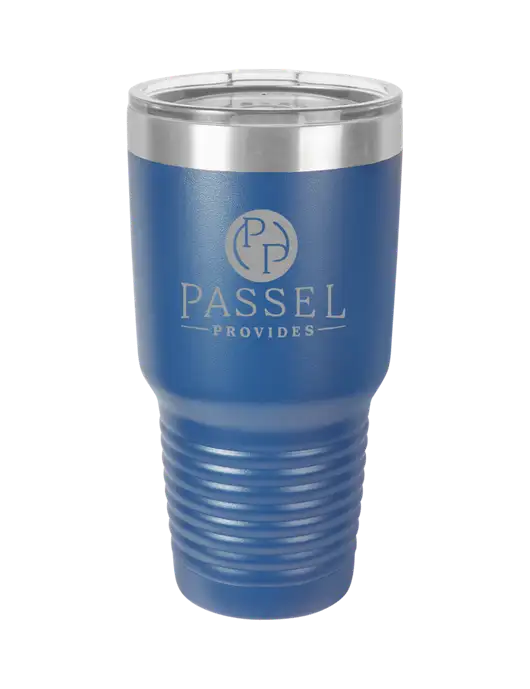 Polar Camel 30 oz Powder Coated Royal Vacuum Insulated Tumbler w/Passel Provides Logo