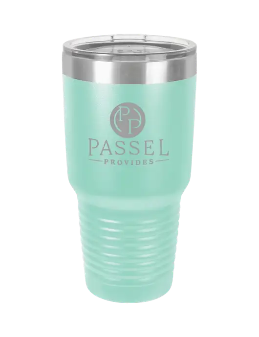Polar Camel 30 oz Powder Coated Seafoam Vacuum Insulated Tumbler w/Passel Provides Logo