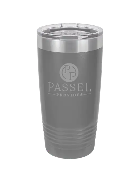 Polar Camel 20 oz Powder Coated Grey Vacuum Insulated Tumbler  w/Passel Provides Logo