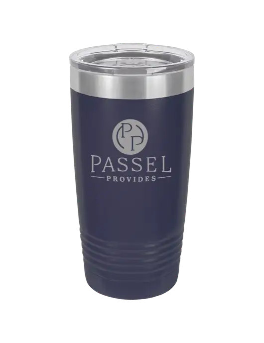 Polar Camel 20 oz Powder Coated Navy Vacuum Insulated Tumbler w/Passel Provides Logo