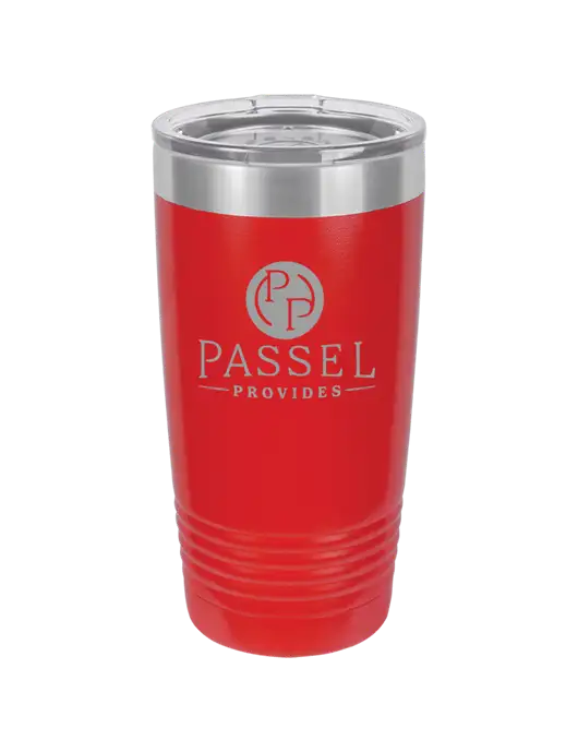 Polar Camel 20 oz Powder Coated Red Vacuum Insulated Tumbler w/Passel Provides Logo