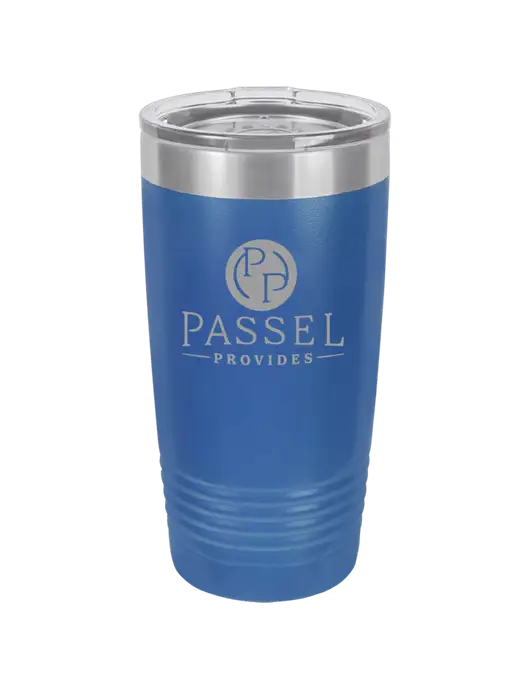 Polar Camel 20 oz Powder Coated Royal Vacuum Insulated Tumbler w/Passel Provides Logo