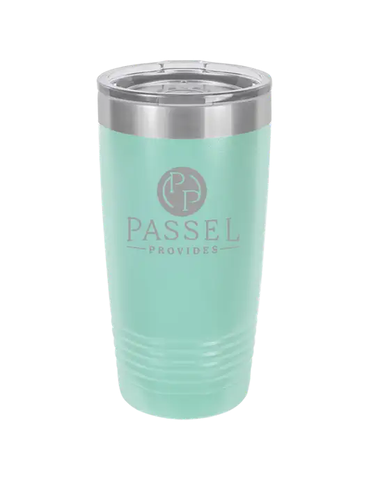 Polar Camel 20 oz Powder Coated Seafoam Vacuum Insulated Tumbler w/Passel Provides Logo