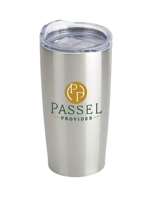 Society Silver 20 oz Insulated Tumbler w/Passel Provides Logo