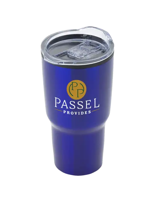 Odyssey Blue 30 oz Travel Tumbler w/Passel Provides Logo