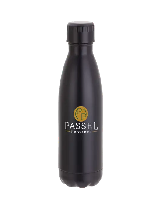 City Go Matte Black 17 oz Insulated Bottle w/Passel Provides Logo