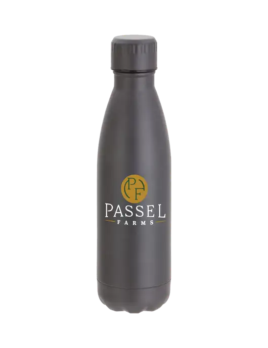 City Go Matte Charcoal 17 oz Insulated Bottle w/Passel Farms Logo