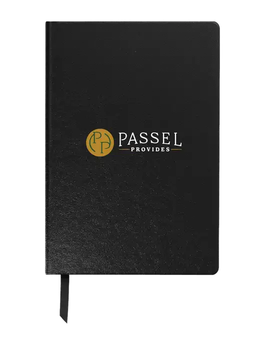 Achieve Black Hardcover Journal, 5.5 x 8.37 w/Passel Provides Logo