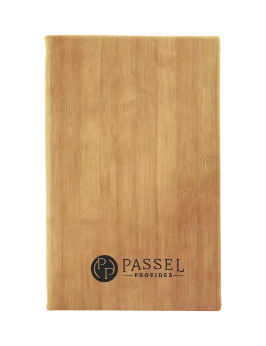 Bamboo Leatherette 5.25 x 8.25 Journal w/Passel Provides Logo