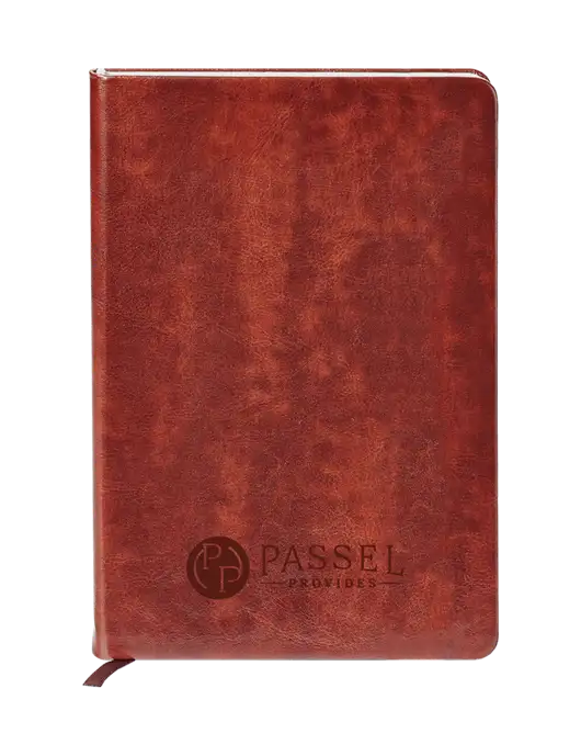 Fabrizio Brown Hard Cover 5.75 x 8.3 Journal w/Passel Provides Logo