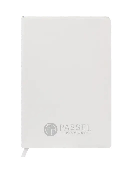 Fabrizio White Hard Cover 5.75 x 8.3  Journal w/Passel Provides Logo
