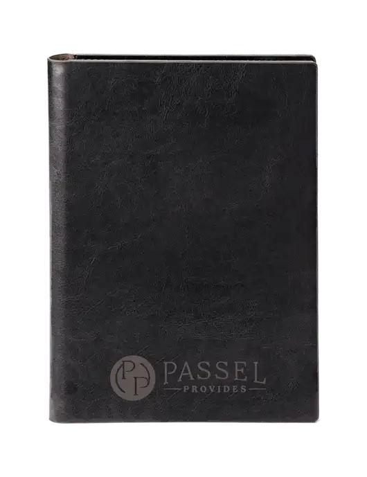 Fabrizio Black 7 x 9.625 Padfolio & Notepad w/Passel Provides Logo