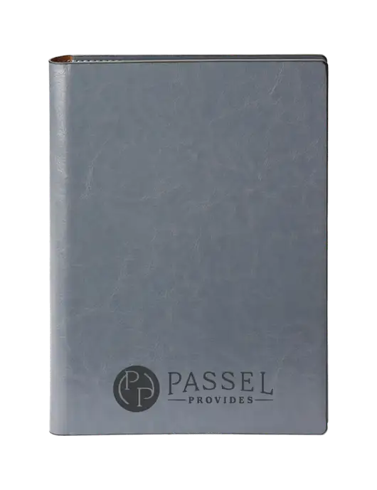Fabrizio Grey 7 x 9.625 Padfolio & Notepad w/Passel Provides Logo