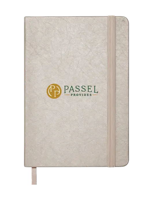 Granite Light Grey Hardcover Journal, 5.62 X  8.37 w/Passel Provides Logo