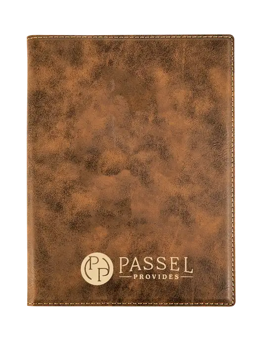 Rustic Leatherette 7 x 9 Portfolio with Notepad w/Passel Provides Logo