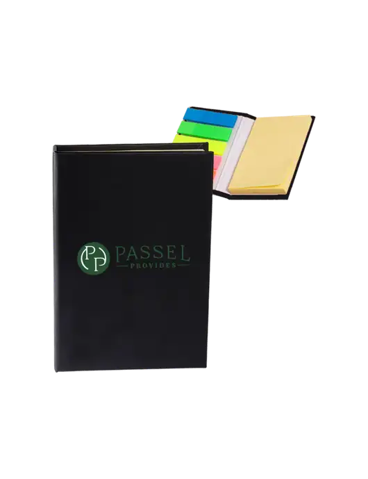Black Micro Sticky Note Pad, 2 x 3.25 w/Passel Provides Logo